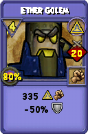 Wizard101 Myth spell card: Ether Golem, Spell ID 126