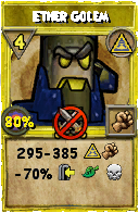 Wizard101 Myth spell card: Ether Golem, Spell ID 141
