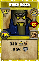 Wizard101 Myth spell card: Ether Golem, Spell ID 142