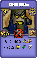 Wizard101 Myth spell card: Ether Golem, Spell ID 138