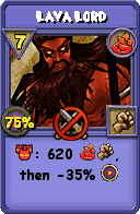 Wizard101 Fire spell card: Lava Lord, Spell ID 588