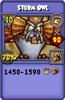 Wizard101 Storm spell card: Storm Owl, Spell ID 146
