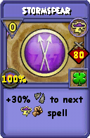 Wizard101 Storm spell card: Stormspear, Spell ID 485