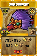 Wizard101 Sun spell card: Sun Serpent, Spell ID 452