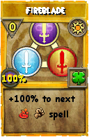 Wizard101 Sun spell card: Fireblade, Spell ID 101