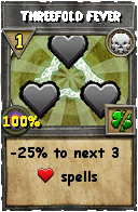 Wizard101 Death spell card: Threefold Fever, Spell ID 993