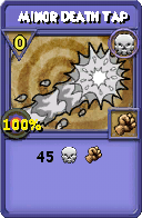 Wizard101 Death spell card: Minor Death Tap, Spell ID 410