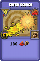Wizard101 Fire spell card: Super Scorch, Spell ID 129