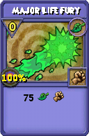 Wizard101 Life spell card: Major Life Fury, Spell ID 393