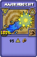 Wizard101 Myth spell card: Major Heroic Hit, Spell ID 523