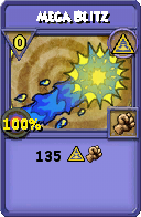 Wizard101 Myth spell card: Mega Blitz, Spell ID 394