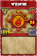 Wizard101 Fire spell card: Wyldfire, Spell ID 527