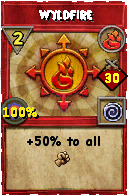 Wizard101 Fire spell card: Wyldfire, Spell ID 794