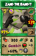Wizard101 Life spell card: Zand the Bandit, Spell ID 540