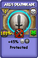 Wizard101 Death spell card: Aegis Deathblade, Spell ID 1064