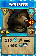 Wizard101 Ice spell card: Ratstabber, Spell ID 1174