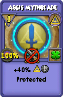 Wizard101 Myth spell card: Aegis Mythblade, Spell ID 1217