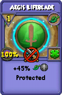 Wizard101 Life spell card: Aegis Lifeblade, Spell ID 1218