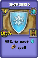 Wizard101 Ice spell card: Snow Shield, Spell ID 1389
