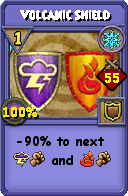 Wizard101 Ice spell card: Volcanic Shield, Spell ID 1616