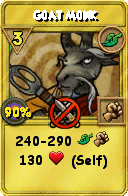 Wizard101 Life spell card: Goat Monk, Spell ID 1890