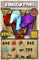 Wizard101 Balance spell card: Lernaean Hydra, Spell ID 1521