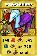Wizard101 Balance spell card: Lernaean Hydra, Spell ID 1789