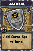 Wizard101 Shadow spell card: ASTH Fire, Spell ID 1663