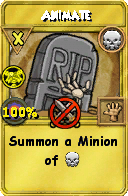 Wizard101 Death spell card: Animate, Spell ID 1629