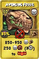 Wizard101 Death spell card: Avenging Fossil, Spell ID 1526