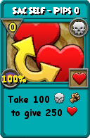 Wizard101 Death spell card: Sac Self - Pips 0, Spell ID 1010