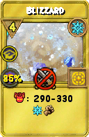 Wizard101 Ice spell card: Blizzard, Spell ID 1145