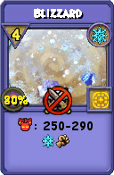 Wizard101 Ice spell card: Blizzard, Spell ID 1193