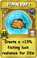 Wizard101 Cantrips spell card: Fishing Luck I, Spell ID 1156