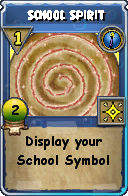 Wizard101 Cantrips spell card: School Spirit, Spell ID 1596