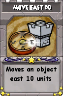 Wizard101 School 16 spell card: Move East 10, Spell ID 1740