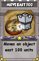 Wizard101 School 16 spell card: Move East 100, Spell ID 1735