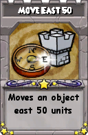 Wizard101 School 16 spell card: Move East 50, Spell ID 1739