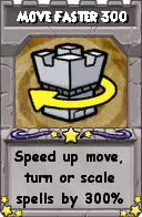 Wizard101 School 16 spell card: Move Faster 300, Spell ID 1738