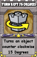 Wizard101 School 16 spell card: Turn Left 15 Degrees, Spell ID 1833