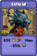 Wizard101 Storm spell card: Catalan, Spell ID 1128