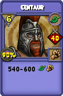 Wizard101 Life spell card: Centaur, Spell ID 1116