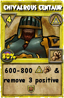 Wizard101 Myth spell card: Chivalrous Centaur, Spell ID 1325
