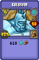 Wizard101 Ice spell card: Colossus, Spell ID 1115