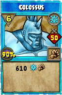 Wizard101 Ice spell card: Colossus, Spell ID 1115