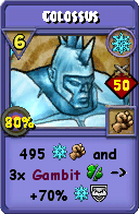 Wizard101 Ice spell card: Colossus, Spell ID 1118