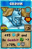 Wizard101 Ice spell card: Colossus, Spell ID 1118