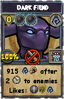 Wizard101 Shadow spell card: Dark Fiend, Spell ID 1553