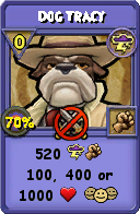 Wizard101 Storm spell card: Dog Tracy, Spell ID 1108