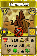 Wizard101 Myth spell card: Earthquake, Spell ID 1869